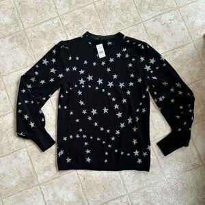 NEW ANN TAYLOR Black Sweater/ Star Pattern Sz Medium